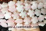 FGBS195 15 inches 20mm carved 5 petal flower rose quartz beads wholesale