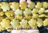 FGBS197 15 inches 20mm carved 5 petal flower yellow aventurine beads wholesale