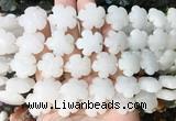 FGBS199 15 inches 20mm carved 5 petal flower white jade beads wholesale