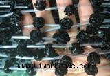 FGBS20 15 inches 8mm, 10mm, 12mm carved rose flower black agate beads