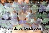 FGBS201 15 inches 20mm carved 5 petal flower fluorite beads wholesale