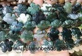 FGBS203 15 inches 20mm carved 5 petal flower moss agate beads wholesale