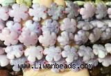 FGBS205 15 inches 20mm carved 5 petal flower lepidolite beads wholesale