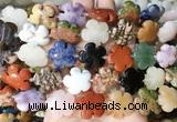 FGBS216 15 inches 20mm carved 5 petal flower colorful gemstone beads wholesale