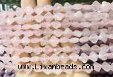 FGBS219 15 inches 10mm faceted four leaf clover rose quartz beads wholesale