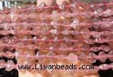 FGBS224 15 inches 10mm faceted four leaf clover strawberry quartz beads wholesale