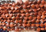 FGBS229 15 inches 10mm faceted four leaf clover red jasper beads wholesale