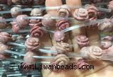 FGBS24 15 inches 8mm, 10mm, 12mm carved rose flower pink wooden jasper beads