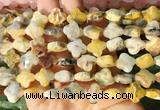 FGBS251 15 inches 13mm faceted 4 leaf clover yellow crazy agate beads wholesale