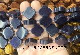 FGBS273 15 inches 18mm four leaf clover blue goldstone beads wholesale