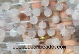 FGBS28 15 inches 8mm, 10mm, 12mm carved rose flower rose quartz beads