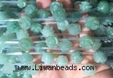 FGBS31 15 inches 8mm, 10mm, 12mm carved rose flower green aventurine beads