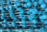 FGBS38 15 inches 8mm, 10mm, 12mm carved rose flower synthetic turquoise beads