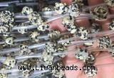 FGBS41 15 inches 10mm carved rose flower dalmatian jasper beads wholesale