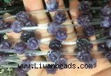 FGBS49 15 inches 10mm carved rose flower lepidolite beads wholesale