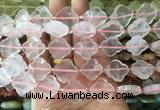 FGBS62 15 inches 16mm - 18mm faceted Four leaf clover rose quartz beads