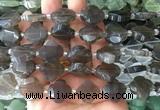 FGBS63 15 inches 16mm - 18mm faceted Four leaf clover smoky quartz beads