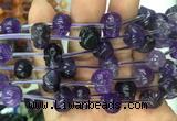 FGBS71 15 inches 10mm carved skull amethyst beads wholesale