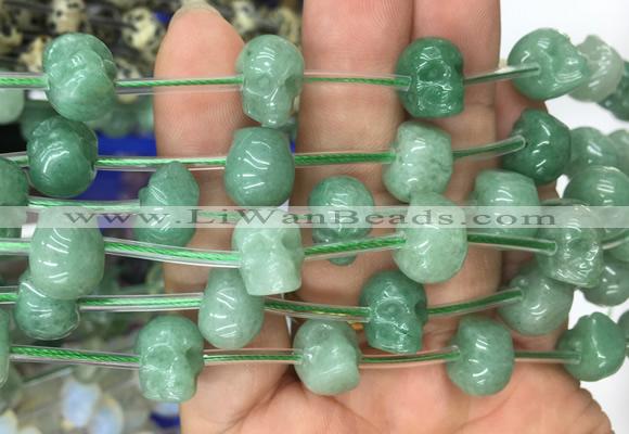 FGBS75 15 inches 10mm carved skull green aventurine beads wholesale