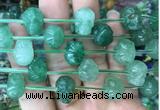 FGBS89 15 inches 12mm carved skull green strawberry quartz beads wholesale