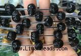 FGBS93 15 inches 12mm carved skull black obsidian beads wholesale