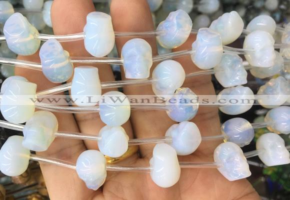 FGBS98 15 inches 12mm carved skull opalite beads wholesale