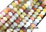 FWBS04 15 inches 6*10mm faceted rondelle golden flower jade beads