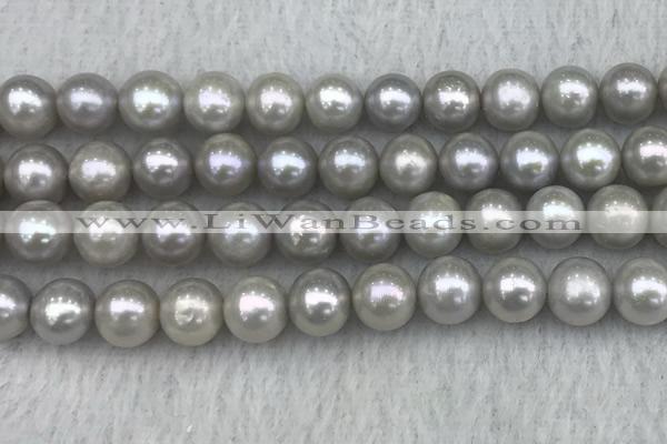 FWP143 15 inches 8mm - 9mm potato grey freshwater pearl strands