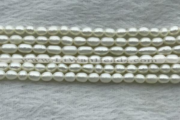 FWP161 14.5 inches 3.5mm - 4mm rice white freshwater pearl strands