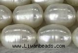 FWP201 15 inches 8mm - 9mm rice white freshwater pearl strands