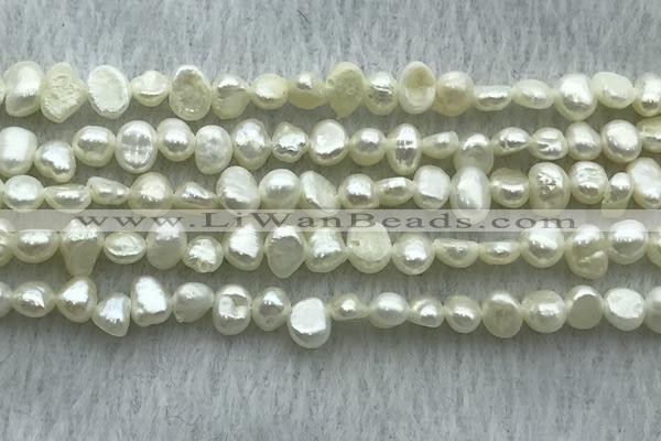 FWP234 14.5 inches 3mm - 4mm baroque white freshwater pearl strands