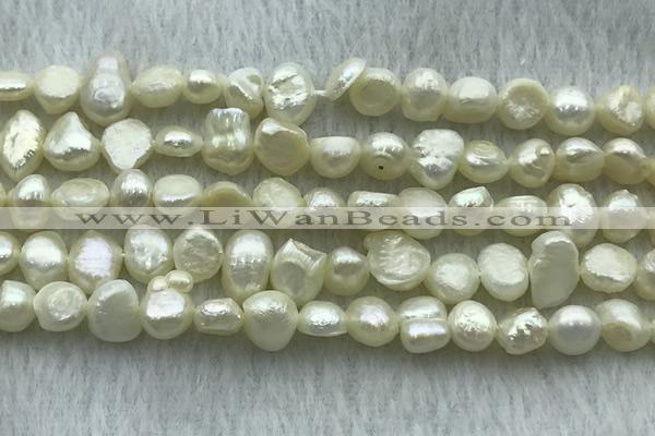 FWP240 15 inches 6mm - 7mm baroque white freshwater pearl strands