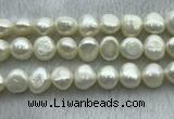 FWP260 15 inches 11mm - 12mm baroque white freshwater pearl strands