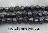 FWP263 15 inches 11mm - 12mm baroque black freshwater pearl strands