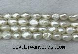 FWP286 15 inches 9mm - 10mm baroque white freshwater pearl strands