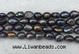 FWP288 15 inches 9mm - 10mm baroque black freshwater pearl strands