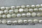 FWP302 15 inches 11mm - 12mm baroque white freshwater pearl strands