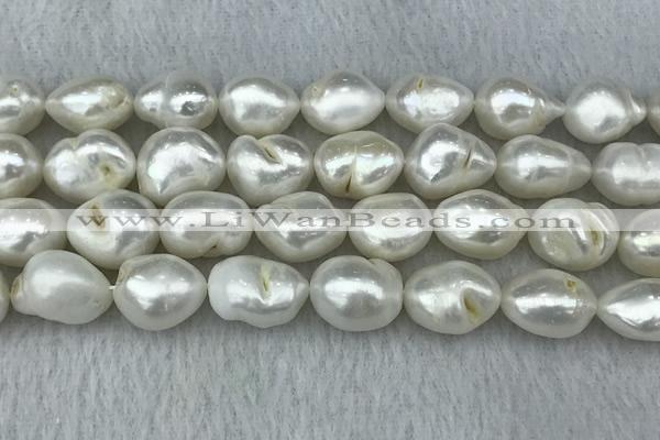 FWP312 15 inches 12mm - 13mm baroque white freshwater pearl strands