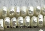 FWP320 14.5 inches 5.2mm button white freshwater pearl strands