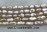 FWP355 8mm - 9mm baroque light purple freshwater pearl strands