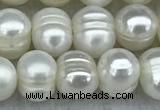 FWP37 14.5 inches 5mm - 6mm potato white freshwater pearl strands