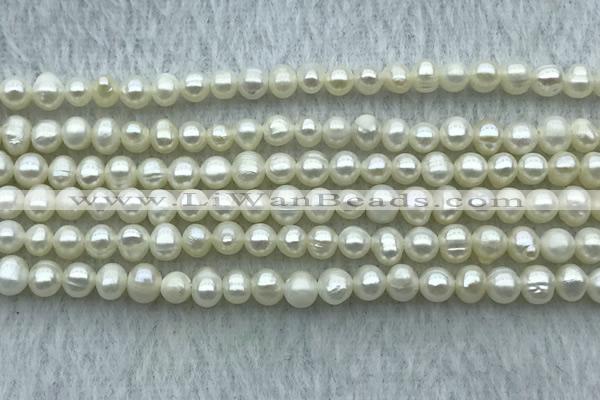 FWP38 14.5 inches 3mm - 4mm potato white freshwater pearl strands