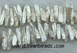 FWP418 15 inches 6*25mm - 8*22mm biwa freshwater pearl beads