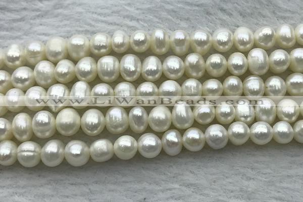 FWP44 14.5 inches 5mm - 5.5mm potato white freshwater pearl strands