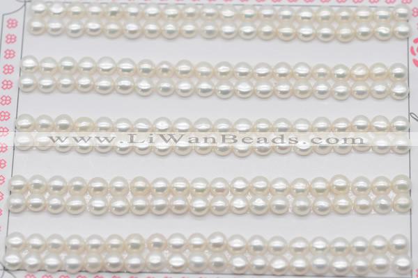 FWP452 half-drilled 4-4.5mm bread freshwater pearl beads