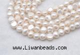 FWP490 14 inches 8mm - 9mm baroque white freshwater pearl strands