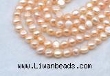 FWP491 14 inches 8mm - 9mm baroque pink freshwater pearl strands