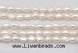 FWP496 14 inches 8mm - 9mm baroque white freshwater pearl strands