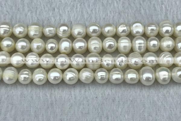 FWP66 15 inches 7mm - 8mm potato white freshwater pearl strands