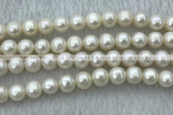 FWP78 15 inches 7mm - 8mm potato white freshwater pearl strands